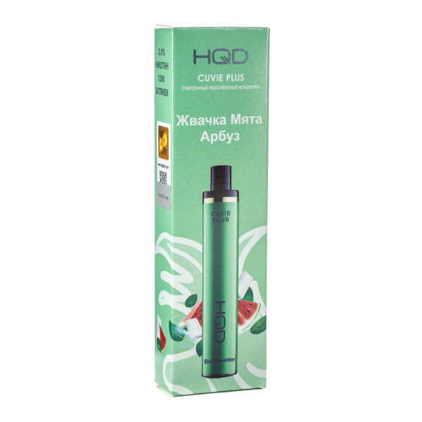 Одноразовая электронная сигарета HQD Cuvie Plus bubblewater (Жвачка мята арбуз) 1200 затяжек в Норильске