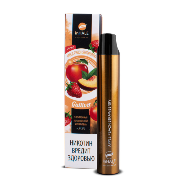 inHale Guliver Hard Strawberry Peach Apple (Яблоко Персик Клубника) 1500 затяжек в Норильске